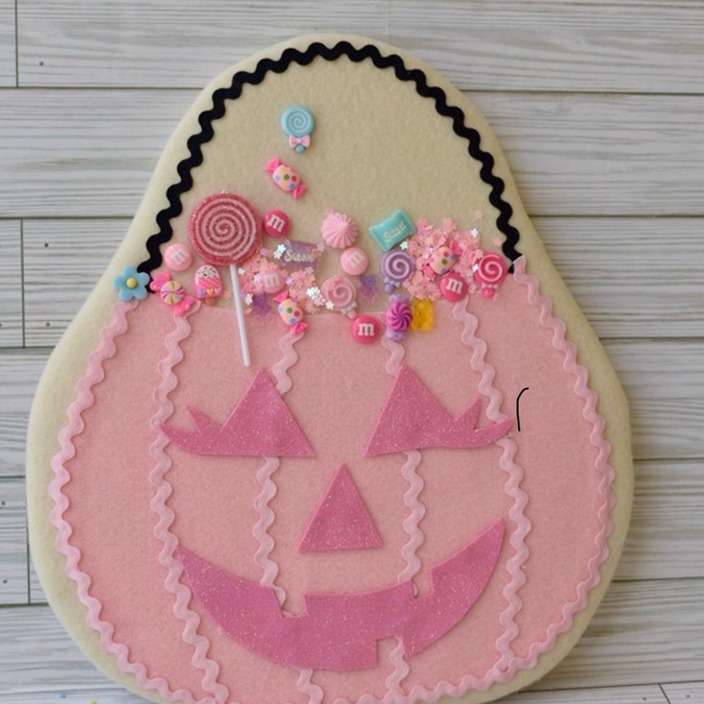 Pink Halloween/ pumpkin wreath attachment/home decor